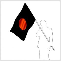 Svart och orange signalflagga för motorsport som varnar för tekniskt fel
